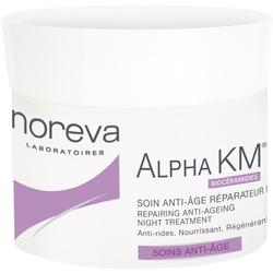 Weiße Cremedose mit lila Etikett für Anti-Aging-Nachtpflege.