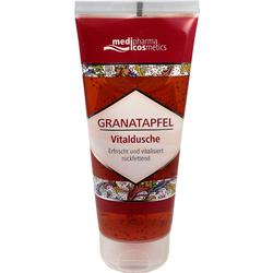 Rote Granatapfel-Duschgel-Tube mit vitalisierendem Effekt.